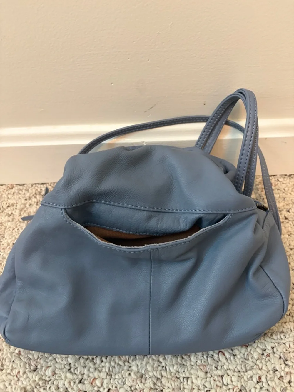 Hobo Soft Leather Crossbody Bag - Slate Blue